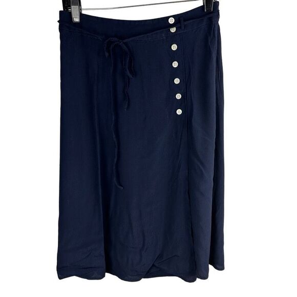 Talbots navy faux wrap midi skirt-6p - Picture 1 of 7